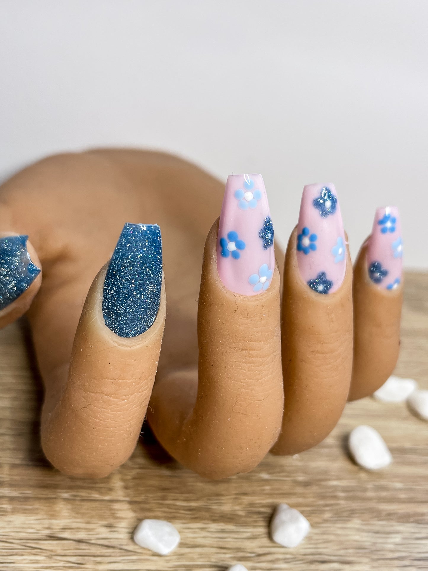 Bleu floral pailletée